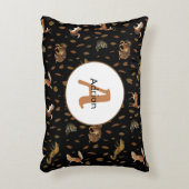 Herfst Forest Animals Autumn Leaves Monogram Accent Kussen (Voorkant(Verticaal))