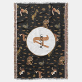 Herfst Forest Animals Autumn Leaves Monogram Deken (Voorkant Verticaal)