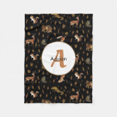 Herfst Forest Animals Autumn Leaves Monogram Fleece Deken (Voorkant)