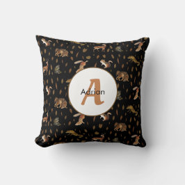 Herfst Forest Animals Autumn Leaves Monogram Kussen