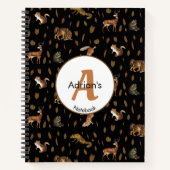 Herfst Forest Animals Autumn Leaves Monogram Schoo Notitieboek (Voorkant)