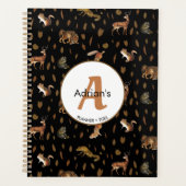 Herfst Forest Animals Autumn Leaves Monogram Schoo Planner (Voorkant)