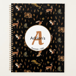 Herfst Forest Animals Autumn Leaves Monogram Schoo Planner