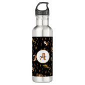 Herfst Forest Animals Autumn Leaves Monogram Schoo Waterfles (Voorkant)