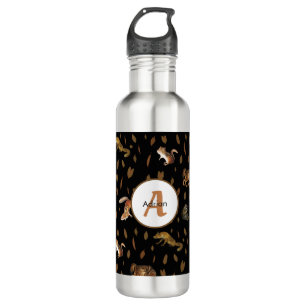 Herfst Forest Animals Autumn Leaves Monogram Schoo Waterfles