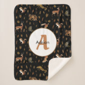 Herfst Forest Animals Autumn Leaves Monogram Sherpa Deken (Voorkant)