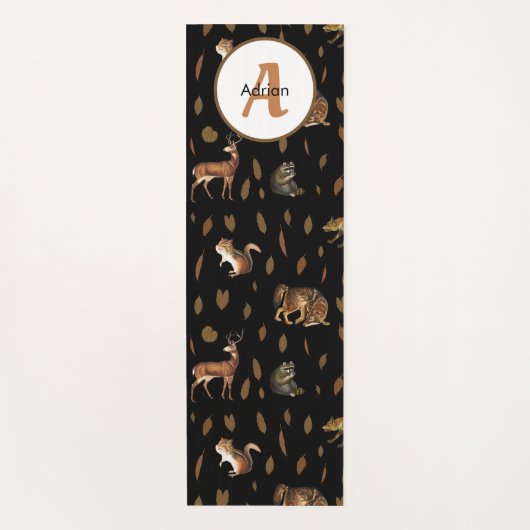 Herfst Forest Animals Autumn Leaves Monogram Yogamat (Voorkant)