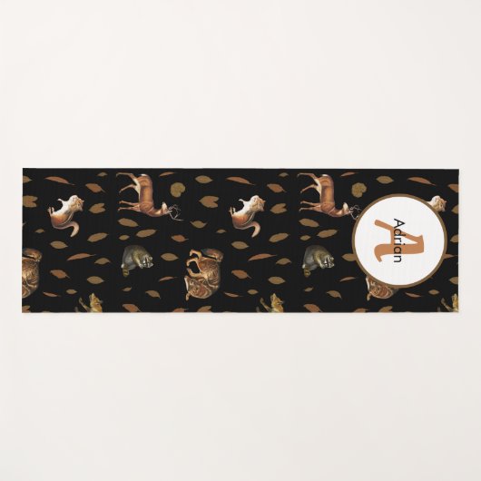 Herfst Forest Animals Autumn Leaves Monogram Yogamat (Voorkant (horizontaal))