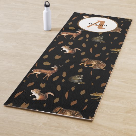 Herfst Forest Animals Autumn Leaves Monogram Yogamat (In situ)