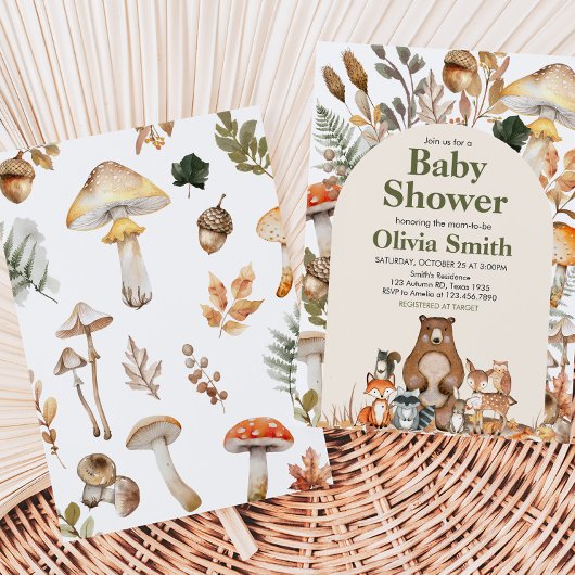 Herfst Forest Animals Baby shower Kaart
