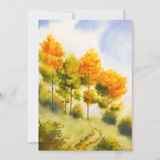 Herfst Forest | Autumn Bouquet Waterverf Wedding Kaart (Achterkant)