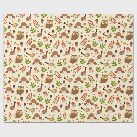 Herfst Forest Birds Cadeaupapier (Vlak)