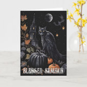 Herfst Forest Blessed Samhain Night Pagan Griffin Kaart (Gele Bloem)
