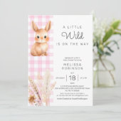 Herfst Forest Bunny Cub Pampas Baby Girl Shower Kaart (Staand voorkant)