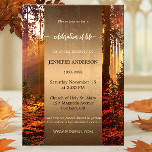 Herfst Forest Celebration of Life Memorial Kaart