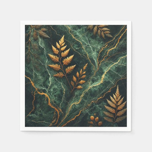 Herfst Forest Green Marble Texture Decoupage serve Servet (Voorkant)