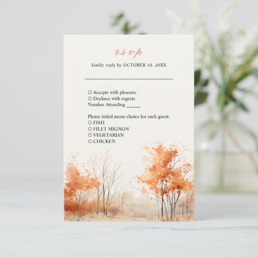 Herfst Forest herfst Woodland bruiloft RSVP Kaart (Staand voorkant)