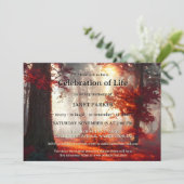 Herfst Forest Memorial Viering van het leven Foto Kaart (Staand voorkant)