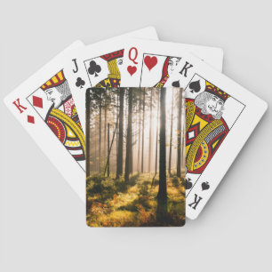 Herfst Forest met zonnestralen Pokerkaarten