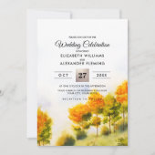 Herfst Forest | Najaar Waterverf bruiloft bomen Kaart (Voorkant)