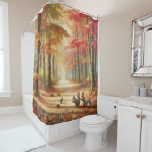 Herfst Forest Path Douche Gordijn Liner (In situ)
