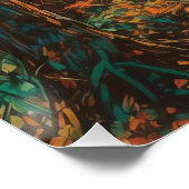 Herfst Forest Path Hiker Digital Art Landschap Perfect Poster (Hoek)