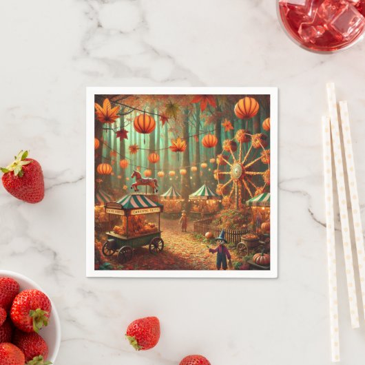 Herfst Forest Scarecrow Fairground Découpage Serve Servet (Insitu)