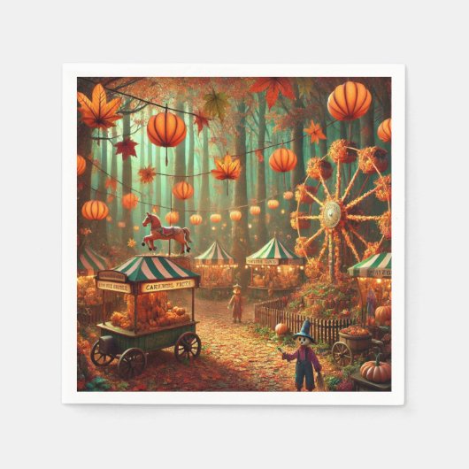 Herfst Forest Scarecrow Fairground Découpage Serve Servet (Voorkant)
