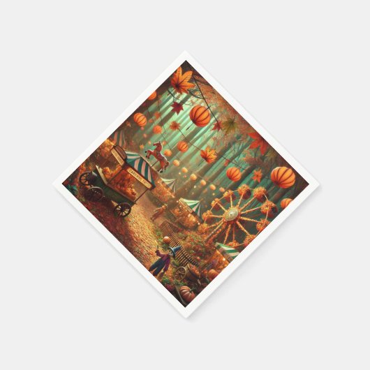 Herfst Forest Scarecrow Fairground Découpage Serve Servet (Hoek)