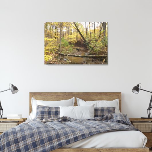 Herfst Forest Stream Canvas Afdruk (Insitu (Slaapkamer))