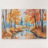 Herfst Forest Stream Puzzel Legpuzzel (Horizontaal)