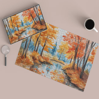 Herfst Forest Stream Puzzel Legpuzzel