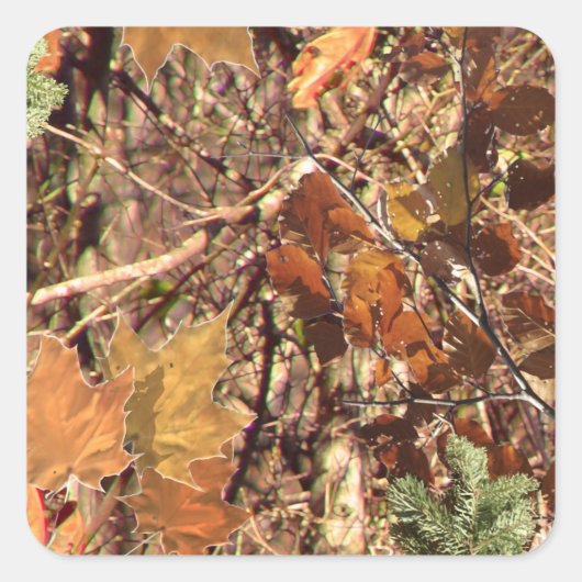 Herfst Forest Struik Camouflage Vierkante Sticker (Voorkant)
