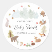 Herfst Forest Woodland Animals Baby shower Ronde Sticker (Voorkant)