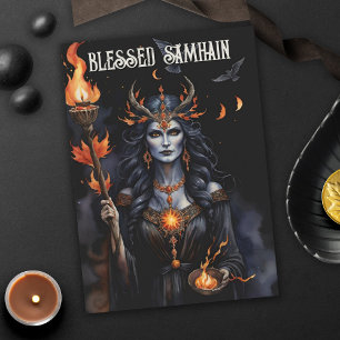 Herfst Forest zegende Samhain nacht heidense heks Kaart