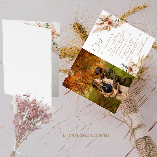 Herfst Foto Elopement Aankondiging Uitnodiging