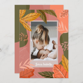 Herfst Foto Geboorteaankondigingen Feestdagenkaart