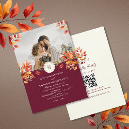 Herfst Foto QR Code Trouwkaart Kaart