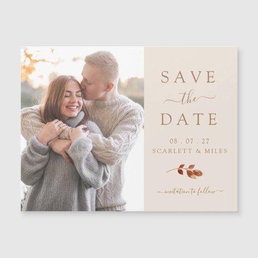Herfst Foto Save the Date Wedding Magnetic Kaart (Voorkant)