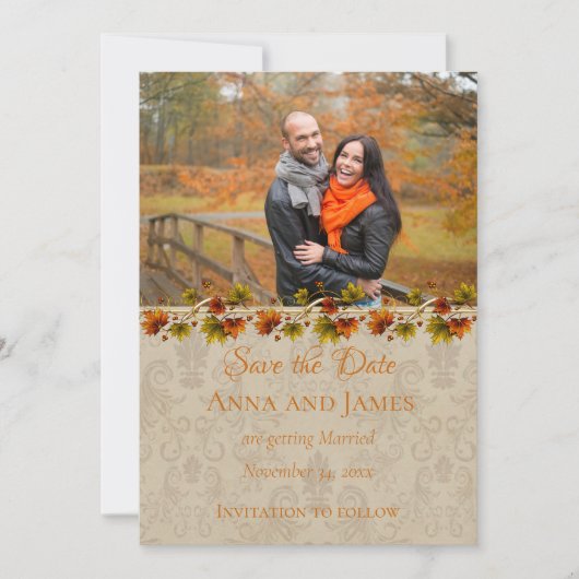 Herfst Foto Sla de datum op Save The Date (Voorkant)