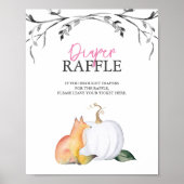 Herfst Fox en Pompoen Luier Raffle Baby shower Poster (Voorkant)