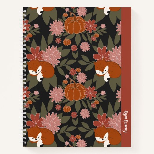 Herfst Fox Floral Spiral notitieboek | schattig da (Voorkant)
