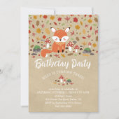 Herfst Fox Kinder Sandy Woodland Birthday Party Kaart (Voorkant)
