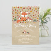 Herfst Fox Kinder Sandy Woodland Birthday Party Kaart (Staand voorkant)