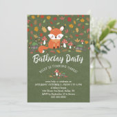 Herfst Fox Kinder Woodland Birthday Party Kaart (Staand voorkant)