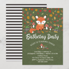 Herfst Fox Kinder Woodland Birthday Party Kaart
