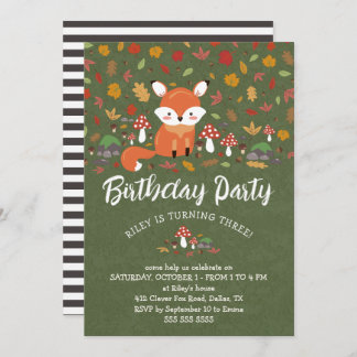 Herfst Fox Kinder Woodland Birthday Party Kaart
