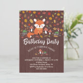 Herfst Fox Kinder Woodland Verjaardagsfeest Kaart (Staand voorkant)