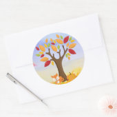 Herfst Fox met pomkin Ronde Sticker (Envelop)