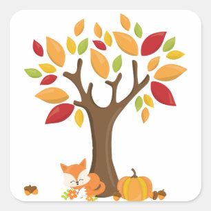 Herfst Fox met pomkin Vierkante Sticker